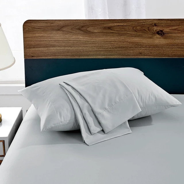 Main image of Light Grey Pillowcases Queen Size 2 Pack - Pillowcase Set - Envelope Closure - Soft Brushed Microfiber Fabric - 20x30 Inches Pillow Case Set of 2 for Home, Hotels, Schools