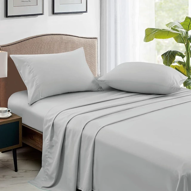 Alt view image 2 of 7 - Light Grey Pillowcases Queen Size 2 Pack - Pillowcase Set - Envelope Closure - Soft Brushed Microfiber Fabric - 20x30 Inches Pillow Case Set of 2 for Home, Hotels, Schools