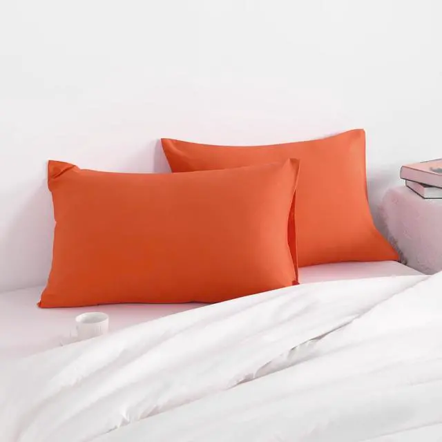 Alt view image 2 of 7 - Queen Pillow Cases Set of 2, 2 Pack Brushed Microfiber 20x30 Pillow Cases, Soft, Wrinkle, Fade, Stain Resistant Brunt Orange Pillow Cases with Envelope Closure, 20x30 Inches, Brunt Orange