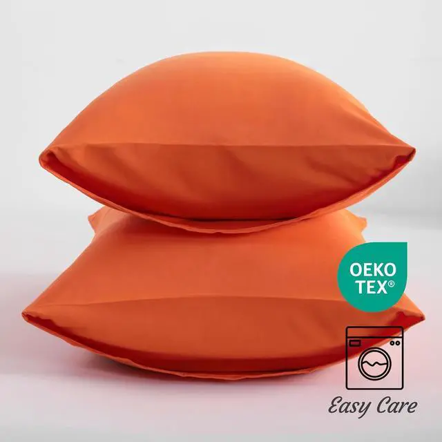 Alt view image 3 of 7 - Queen Pillow Cases Set of 2, 2 Pack Brushed Microfiber 20x30 Pillow Cases, Soft, Wrinkle, Fade, Stain Resistant Brunt Orange Pillow Cases with Envelope Closure, 20x30 Inches, Brunt Orange