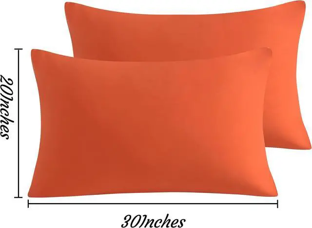 Alt view image 6 of 7 - Queen Pillow Cases Set of 2, 2 Pack Brushed Microfiber 20x30 Pillow Cases, Soft, Wrinkle, Fade, Stain Resistant Brunt Orange Pillow Cases with Envelope Closure, 20x30 Inches, Brunt Orange