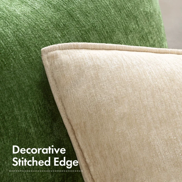 Alt view image 2 of 6 - Chenille Couch Pillow Covers for Living Room 18x18 Natural Beige