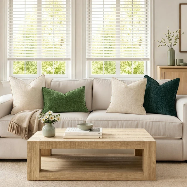Alt view image 4 of 6 - Chenille Couch Pillow Covers for Living Room 18x18 Natural Beige