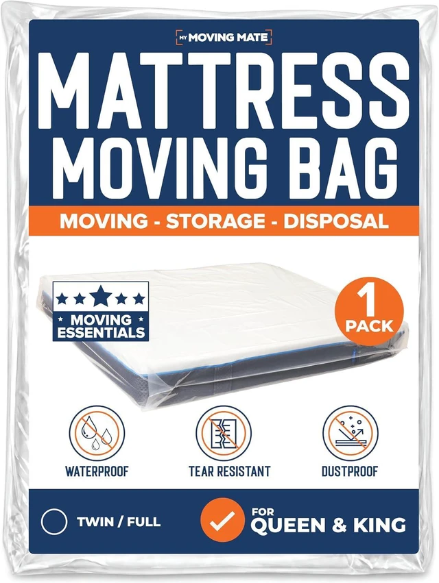 Main image of Queen & King Mattress Bags for Moving, Fits Queen & King Mattress Bag for Storage, Disposal, Plastic Cover for Bed, Matress Bag Protector