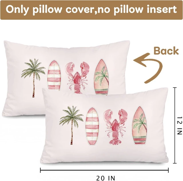 Alt view image 4 of 7 - Pink Coastal 12x20 Throw Pillow Cover for Beach Surf Room Decor