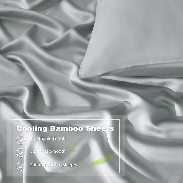 Alt view image 4 of 7 - Cooling Body Pillow Case, 100% Rayon Derived from Bamboo Body Pillow Cover for Hot Sleepers, Breathable & Silky Soft Pillowcase with Envelope Closure (Light Gray, 20x54 Inch)