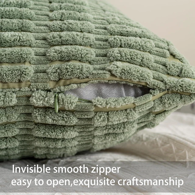 Alt view image 3 of 7 - Pack of 2 Corduroy Decorative Throw Pillow Covers 18x18 Inch, Sage Green