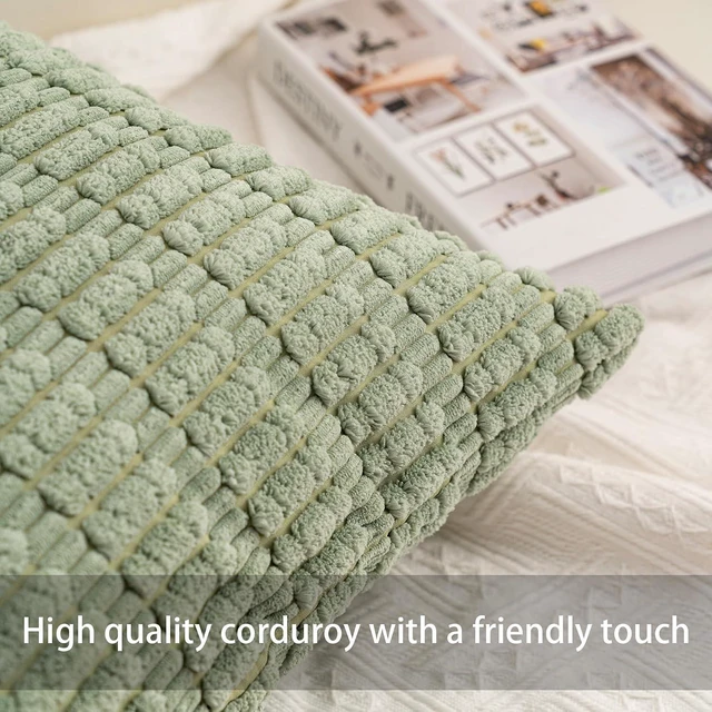 Alt view image 2 of 7 - Pack of 2 Corduroy Decorative Throw Pillow Covers 18x18 Inch, Sage Green