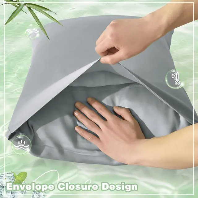 Alt view image 5 of 7 - Cooling Body Pillow Case, 100% Rayon Derived from Bamboo Body Pillow Cover for Hot Sleepers, Breathable & Silky Soft Pillowcase with Envelope Closure (Light Gray, 20x54 Inch)