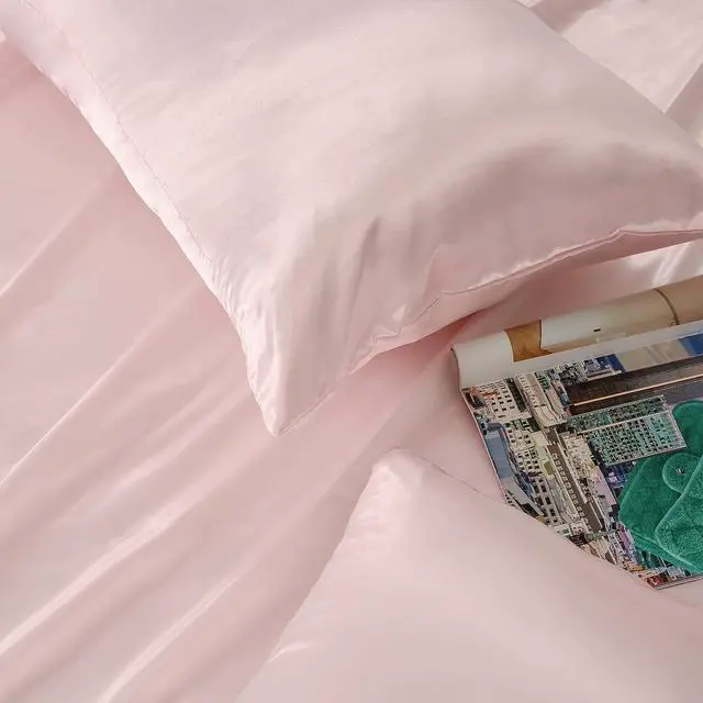 Alt view image 5 of 7 - Blush Pink Satin Pillowcase Standard Set of 2 with Envelope ClosureBlush Pink Silk Pillowcase for Hair and Skin (20x26)