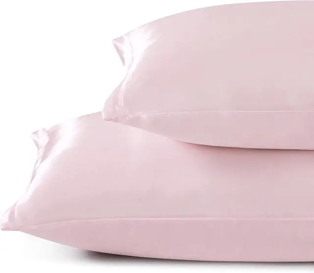 Alt view image 7 of 7 - Blush Pink Satin Pillowcase Standard Set of 2 with Envelope ClosureBlush Pink Silk Pillowcase for Hair and Skin (20x26)