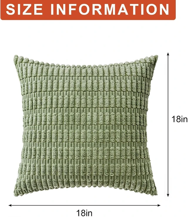 Alt view image 7 of 7 - Pack of 2 Corduroy Decorative Throw Pillow Covers 18x18 Inch, Sage Green
