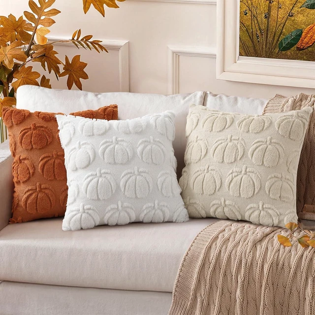 Alt view image 6 of 7 - Light Rust Pumpkin Faux Fur Throw Pillow Covers 18x18 Set of 2