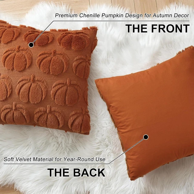 Alt view image 5 of 7 - Light Rust Pumpkin Faux Fur Throw Pillow Covers 18x18 Set of 2