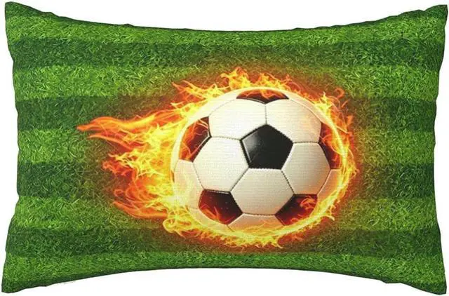 Main image of Soccer Fire Pillow Cases Queen Size 20X30 Inch Decorative Bed Lumbar Pillow Covers Soft Pillow Protector