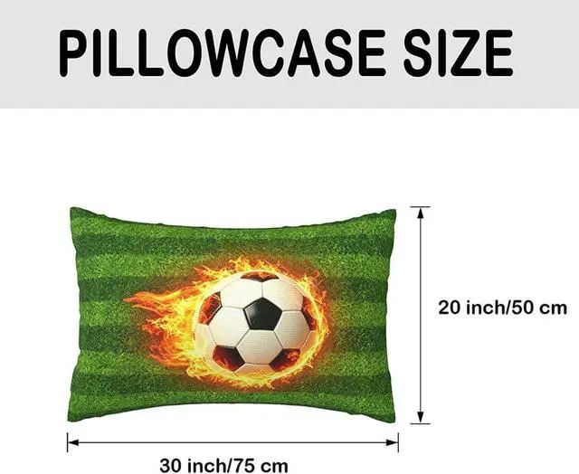 Alt view image 2 of 6 - Soccer Fire Pillow Cases Queen Size 20X30 Inch Decorative Bed Lumbar Pillow Covers Soft Pillow Protector