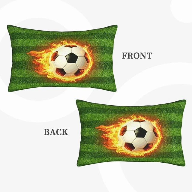 Alt view image 3 of 6 - Soccer Fire Pillow Cases Queen Size 20X30 Inch Decorative Bed Lumbar Pillow Covers Soft Pillow Protector
