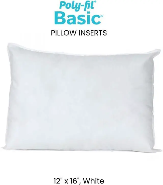 Alt view image 2 of 7 - Poly-Fil Basic Pillow Inserts, Ideal for Decorative Pillows, Travel Pillows, and Home Decor, Zippered, Non-Woven Cover, Spot Clean, Rectangle, 12" X 16", White
