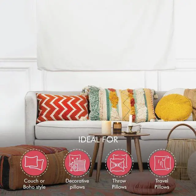 Alt view image 4 of 7 - Poly-Fil Basic Pillow Inserts, Ideal for Decorative Pillows, Travel Pillows, and Home Decor, Zippered, Non-Woven Cover, Spot Clean, Rectangle, 12" X 16", White
