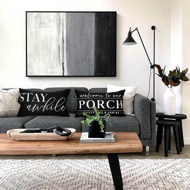 Alt view image 5 of 7 - Outdoor Pillow Covers Waterproof 12x20 Set of 2 Black and White Decorative Welcome to Our Porch Stay Awhile Cushion Cases for Patio Furniture Sofa Couch Decor
