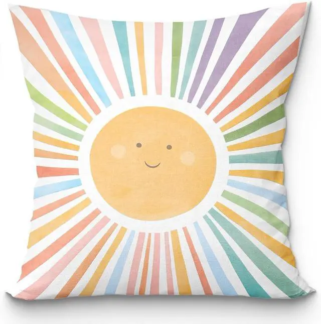 Main image of Boho Sun Pillow Cover 18x18,You are My Sunshine Pillow Cover,Boho Sunset Pillow, Sun Rainbow Playroom Decor,Pillows Decor for Book Center Calming Corner Girls Kids Room
