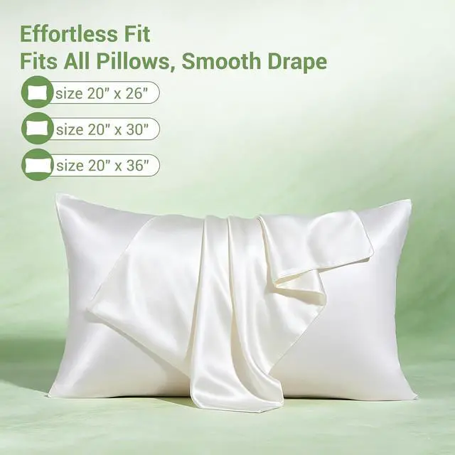 Alt view image 7 of 7 - 100% Lyocell Tencel Pillowcase Cooling Silk-Like Soft Satin Standard Size Pillow Cover with Zipper for Hair, Travel Bedding Essentials Birthday Gifts for Women Men (1pc, White, 20"x26")
