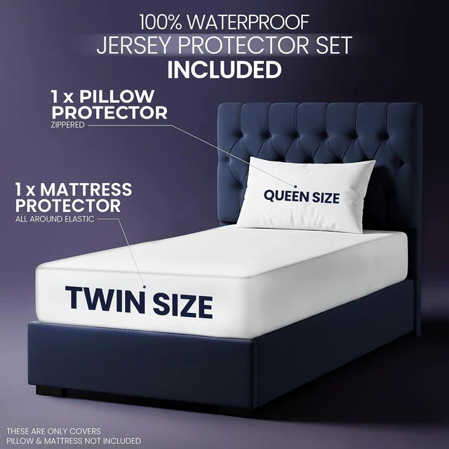 Alt view image 3 of 7 - 100% Waterproof Mattress Protector Set with +1 Pillow Case, Twin Size