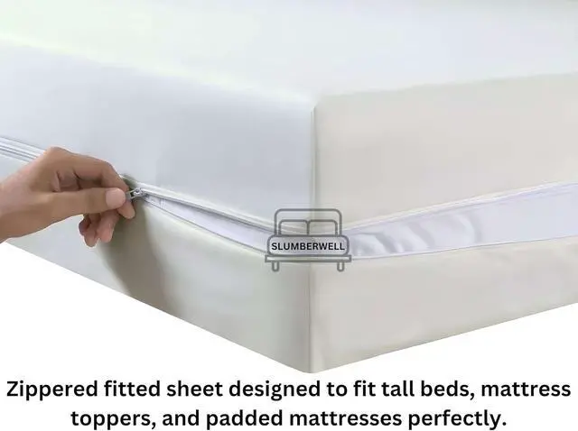 Alt view image 3 of 7 - Zipper Fitted Sheet RV (48 x 75) 12" Deep Pocket Microfiber, Ivory