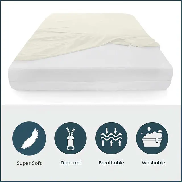 Alt view image 4 of 7 - Zipper Fitted Sheet RV (48 x 75) 12" Deep Pocket Microfiber, Ivory