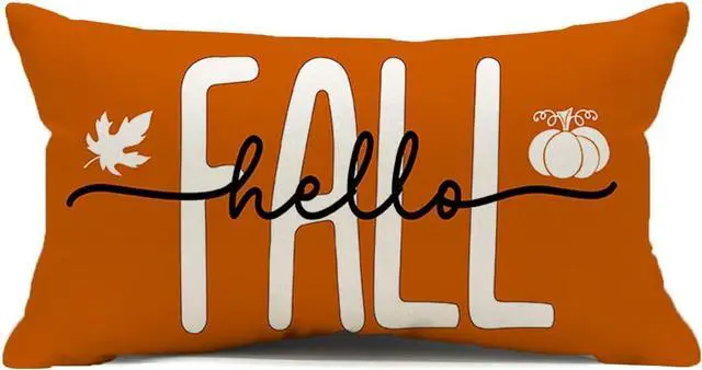 Main image of Hello Fall Pillow Covers 12x20,Hello Pumpkin Autumn Decorations Pillow Covers Outdoor Pillows Decorative for Fall Decor(Orange,12''x20'')