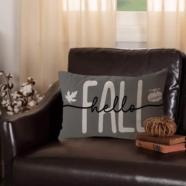 Alt view image 6 of 6 - Hello Fall Pillow Covers 12x20,Hello Pumpkin Autumn Decorations Pillow Covers Outdoor Pillows Decorative for Fall Decor(Orange,12''x20'')