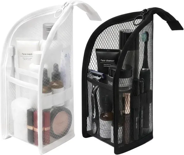 Main image of 2 Piece Hanging Toiletry Bag Portable Clear Standing Makeup Bags