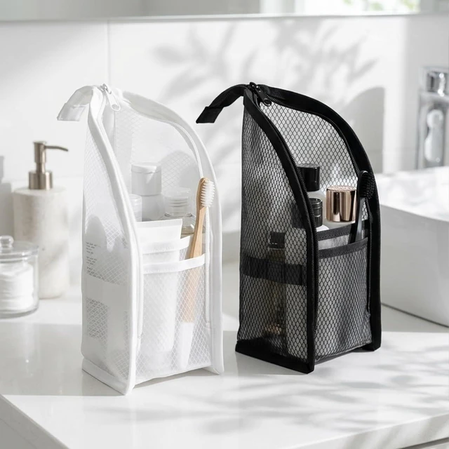 Alt view image 2 of 7 - 2 Piece Hanging Toiletry Bag Portable Clear Standing Makeup Bags