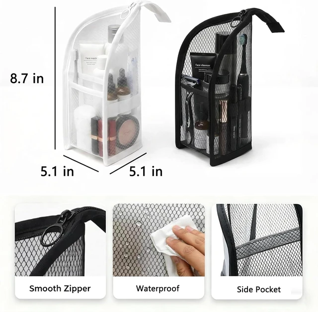 Alt view image 7 of 7 - 2 Piece Hanging Toiletry Bag Portable Clear Standing Makeup Bags