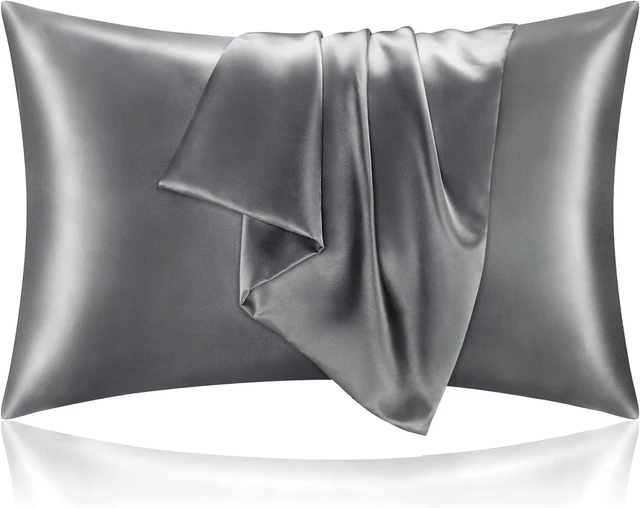 Main image of Satin Pillowcase for Hair and Skin, Super Soft and Cooling Similar to Silk Pillow Cases 2 Pack with Envelope Closure, Gift for Women Men(20"x36" King Size, Dark Grey)