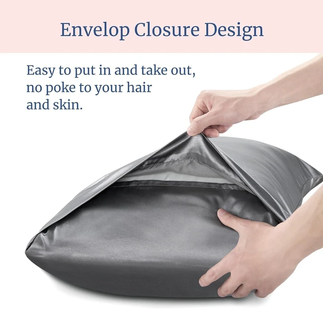 Alt view image 5 of 7 - Satin Pillowcase for Hair and Skin, Super Soft and Cooling Similar to Silk Pillow Cases 2 Pack with Envelope Closure, Gift for Women Men(20"x36" King Size, Dark Grey)