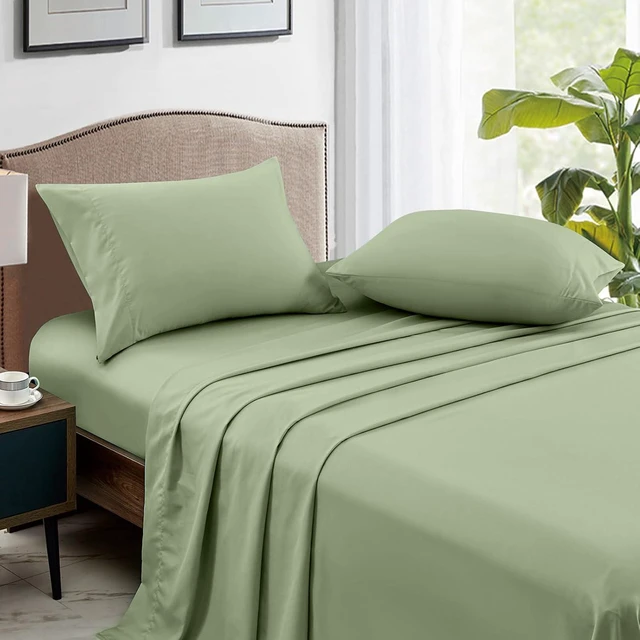 Alt view image 2 of 7 - Sage Green Pillowcases Queen Size 2 Pack - Pillowcase Set - Envelope Closure - Soft Brushed Microfiber Fabric - 20x30 Inches Pillow Case Set of 2 for Home, Hotels, Schools