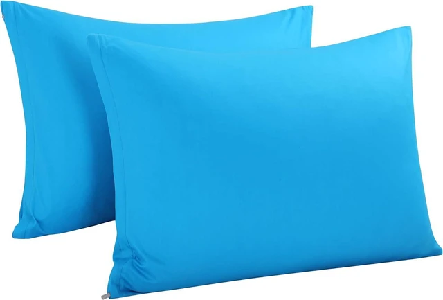 Main image of Pillowcases Weave from 100% Egyptian Cotton, Breathable Soft Pillow Cases with Zipper Closure, 2 Pcs Blue Pillow Covers Standard Size - 20"x26"