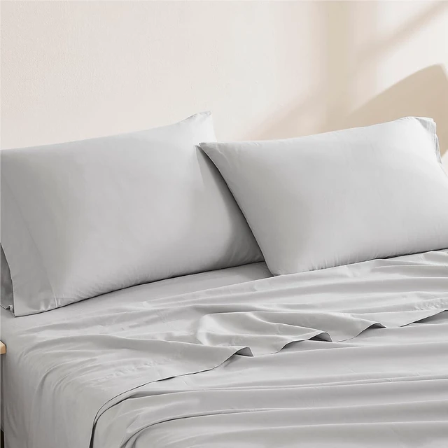 Main image of Luxury Cotton 144 Thread Count Organic Cotton King Pillowcases, Set of 2, Light Grey