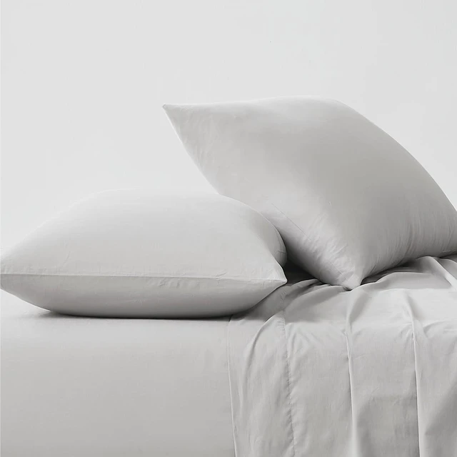 Alt view image 4 of 5 - Luxury Cotton 144 Thread Count Organic Cotton King Pillowcases, Set of 2, Light Grey