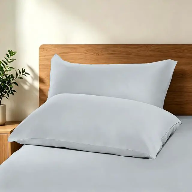 Alt view image 5 of 7 - Bamboo Viscose Pillow Protectors Toddler Size Set of 2, 400 Thread Count Cooling Zippered Pillowcases for Hot Sleepers & Night Sweats, Breathable Silky Soft Pillow Covers, Hotel Luxury, Gray, 13x18