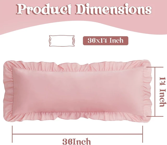 Alt view image 3 of 7 - Light Pink Lumbar Pillow Covers 14x36 Inch Set of 1, Microfiber Ruffled Pillow Shams, Ruffle Sham Pillow Covers Lumbar Pillow Case for Couch Bed Livingroom