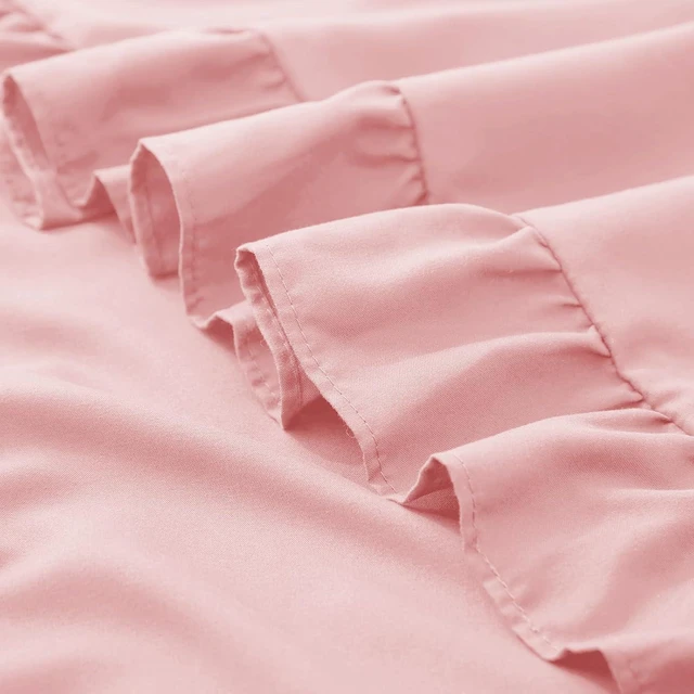 Alt view image 7 of 7 - Light Pink Lumbar Pillow Covers 14x36 Inch Set of 1, Microfiber Ruffled Pillow Shams, Ruffle Sham Pillow Covers Lumbar Pillow Case for Couch Bed Livingroom