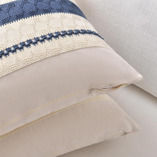 Alt view image 3 of 7 - Set of 1 Dusty Blue Vintage Lumbar Decorative Throw Pillow Covers 12x20 Inch for Couch Bed Sofa Chair Bedroom, Rustic Retro Square Cushion Case, Modern Farmhouse Boho Living Room Decor