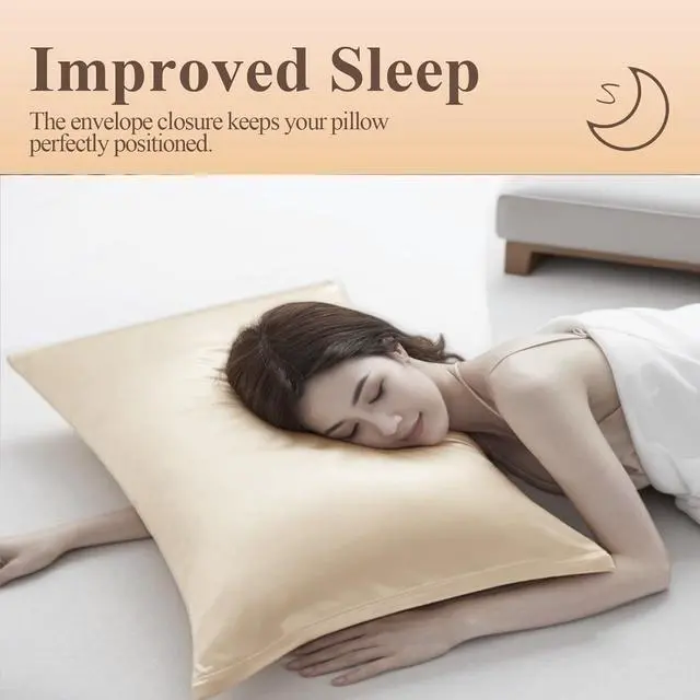 Alt view image 5 of 7 - 100% Silky Pillowcase for Hair and Skin 2pc Zipper Closure (Camel, Standard)