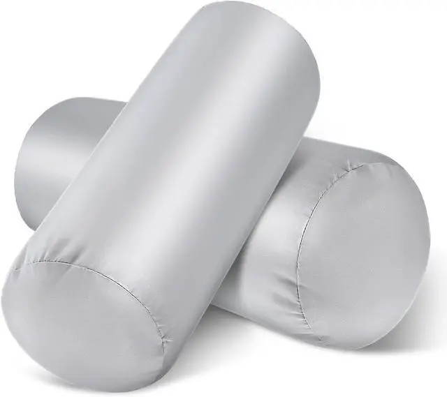 Main image of 2 Packs Round Neck Pillow Case Covers, 16x5.9inch Cervical Neck Roll Pillow Cover Soft Round Pillow Covers with Zipper Bolster Pillowcases Silk Pillow Case Covers for Hair & Skin(Only Case)