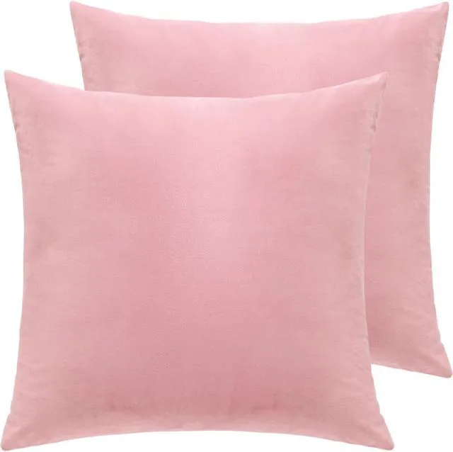 Alt view image 2 of 6 - Velvet Decorative Throw Pillow Covers, Soft Square Cushion Case Home Decor for Living Room Couch Bed Sofa, Set of 2 Pack, Pink, 18x18 Inch