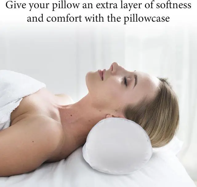 Alt view image 4 of 7 - 2 Packs Round Neck Pillow Case Covers, 16x5.9inch Cervical Neck Roll Pillow Cover Soft Round Pillow Covers with Zipper Bolster Pillowcases Silk Pillow Case Covers for Hair & Skin(Only Case)