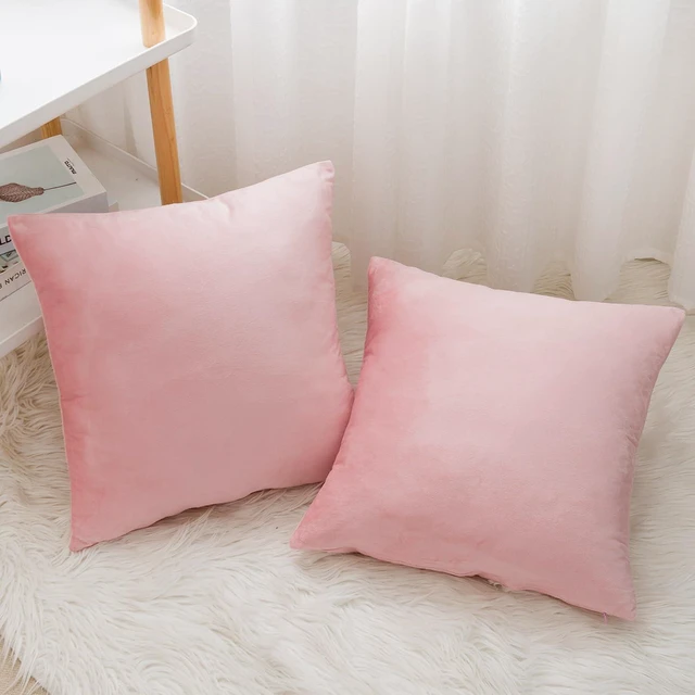 Alt view image 4 of 6 - Velvet Decorative Throw Pillow Covers, Soft Square Cushion Case Home Decor for Living Room Couch Bed Sofa, Set of 2 Pack, Pink, 18x18 Inch
