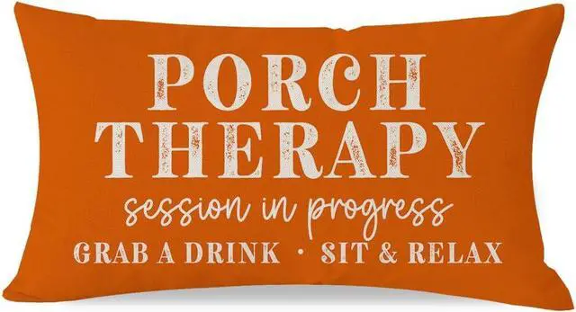Main image of Farmhouse Throw Pillow Covers 12x20 Inch Porch Therapy, Orange